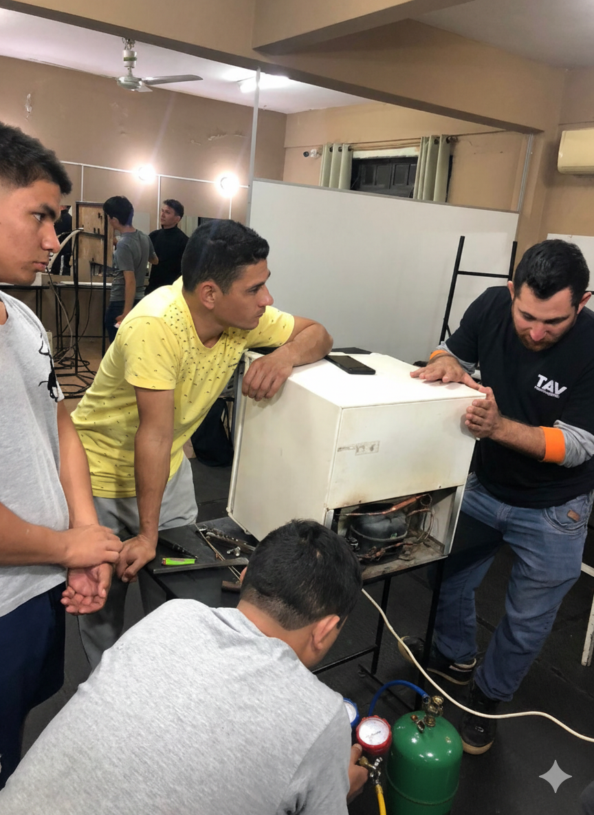 Práctica técnica de refrigeración en aula